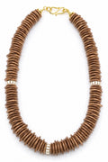 Brown Disc Beaded Necklace | Neutral Fall Statement Jewelry