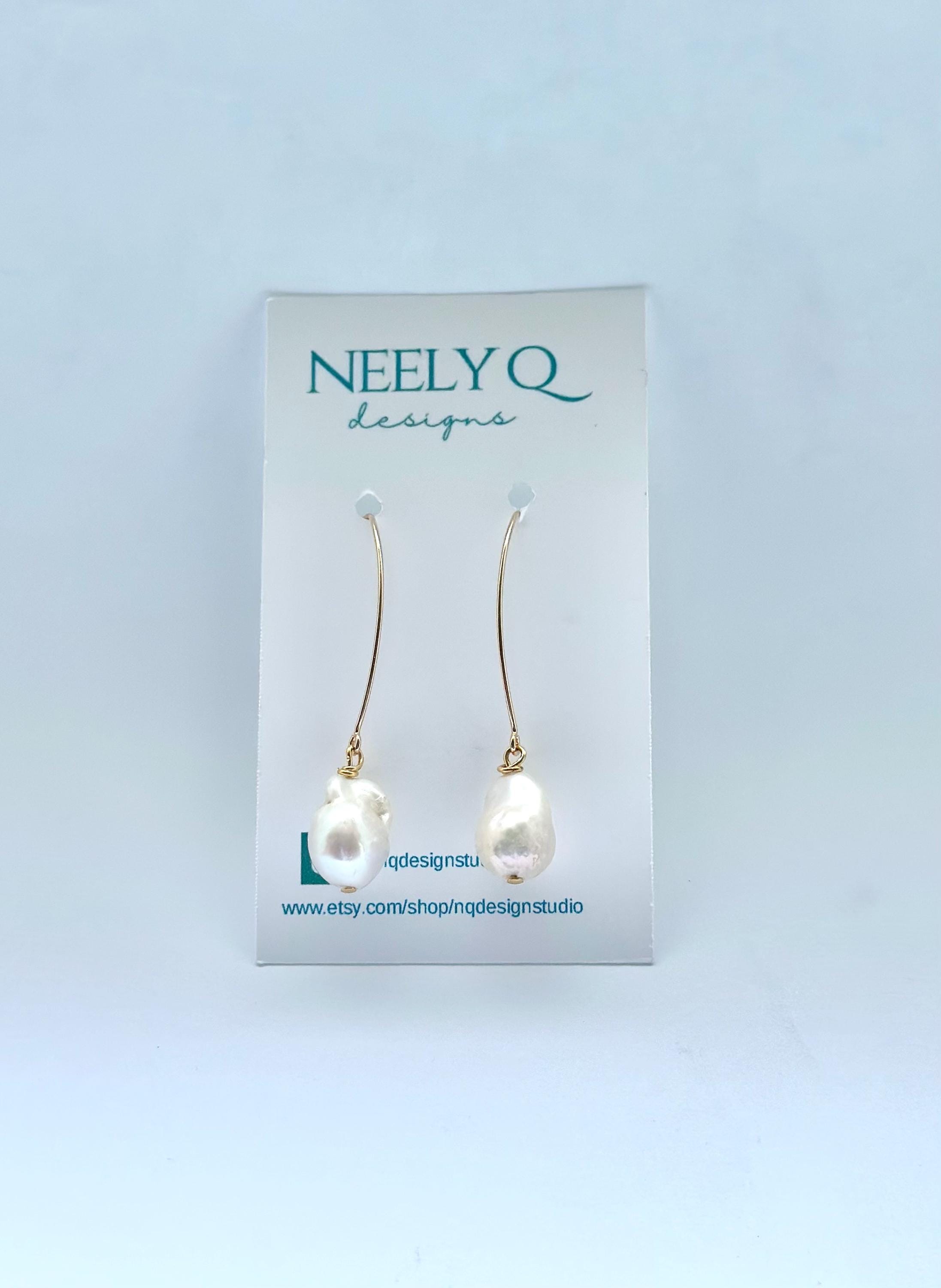 Baroque Pearl Long Gold Earrings | Dainty Pearl Earrings | Boho Style | Handmade Pearl Earrings