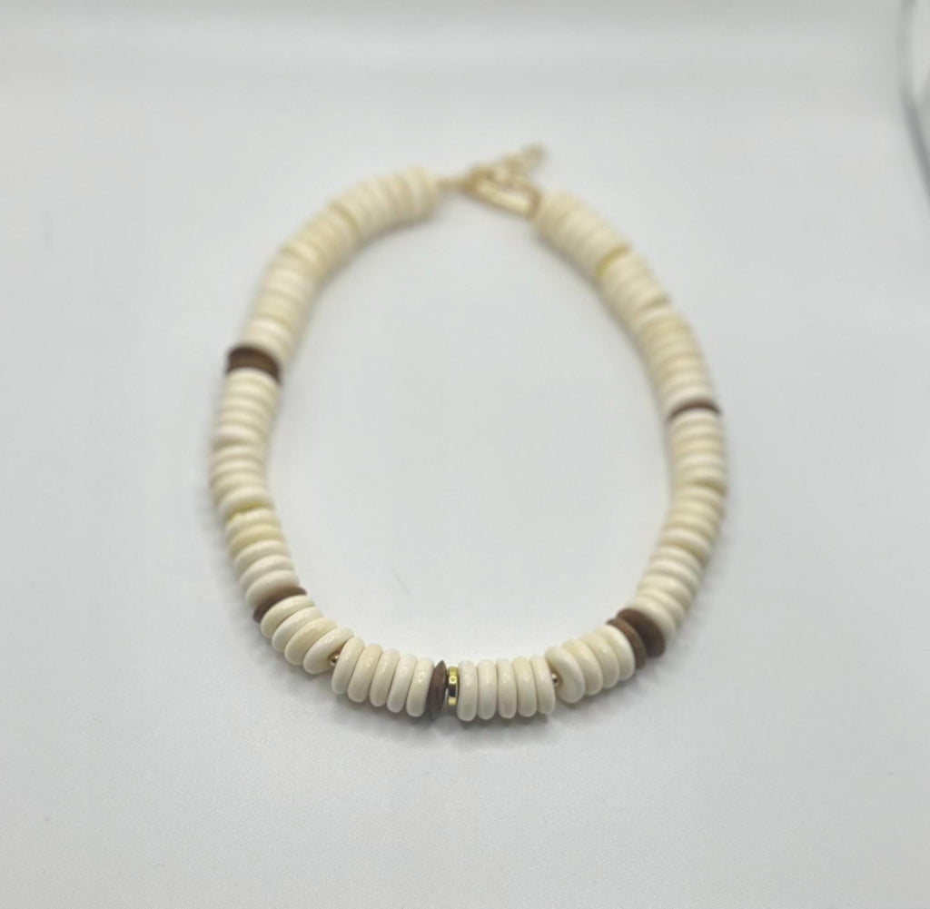 Bone Bead & Wood Statement Necklace | Neutral Boho Fall Jewelry