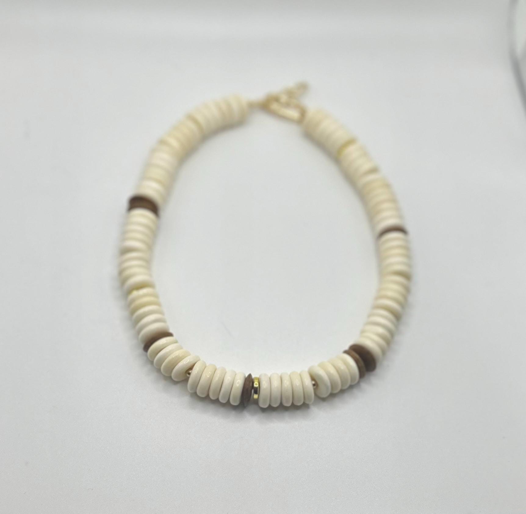 Bone Bead & Wood Statement Necklace | Neutral Boho Fall Jewelry