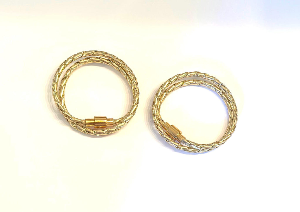 Gold Braided Leather Wrap Bracelet | Bracelet Stack