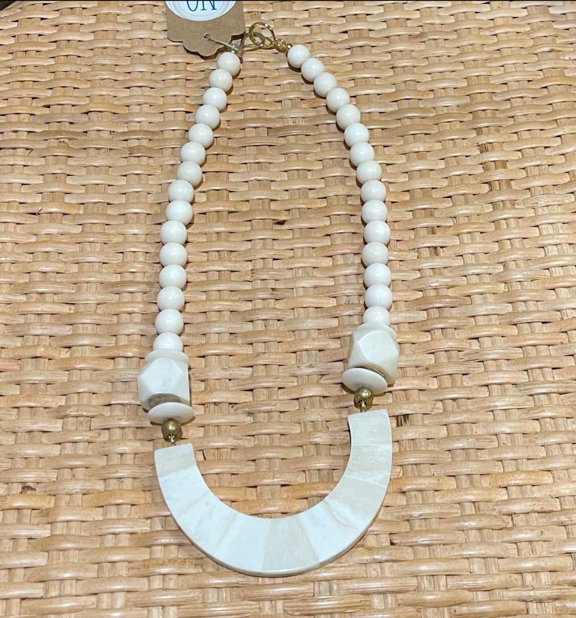 Ivory Crescent Beaded Necklace