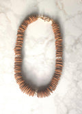 Brown Disc & Turquoise Stone Beaded Necklace | Neutral Fall Statement Jewelry