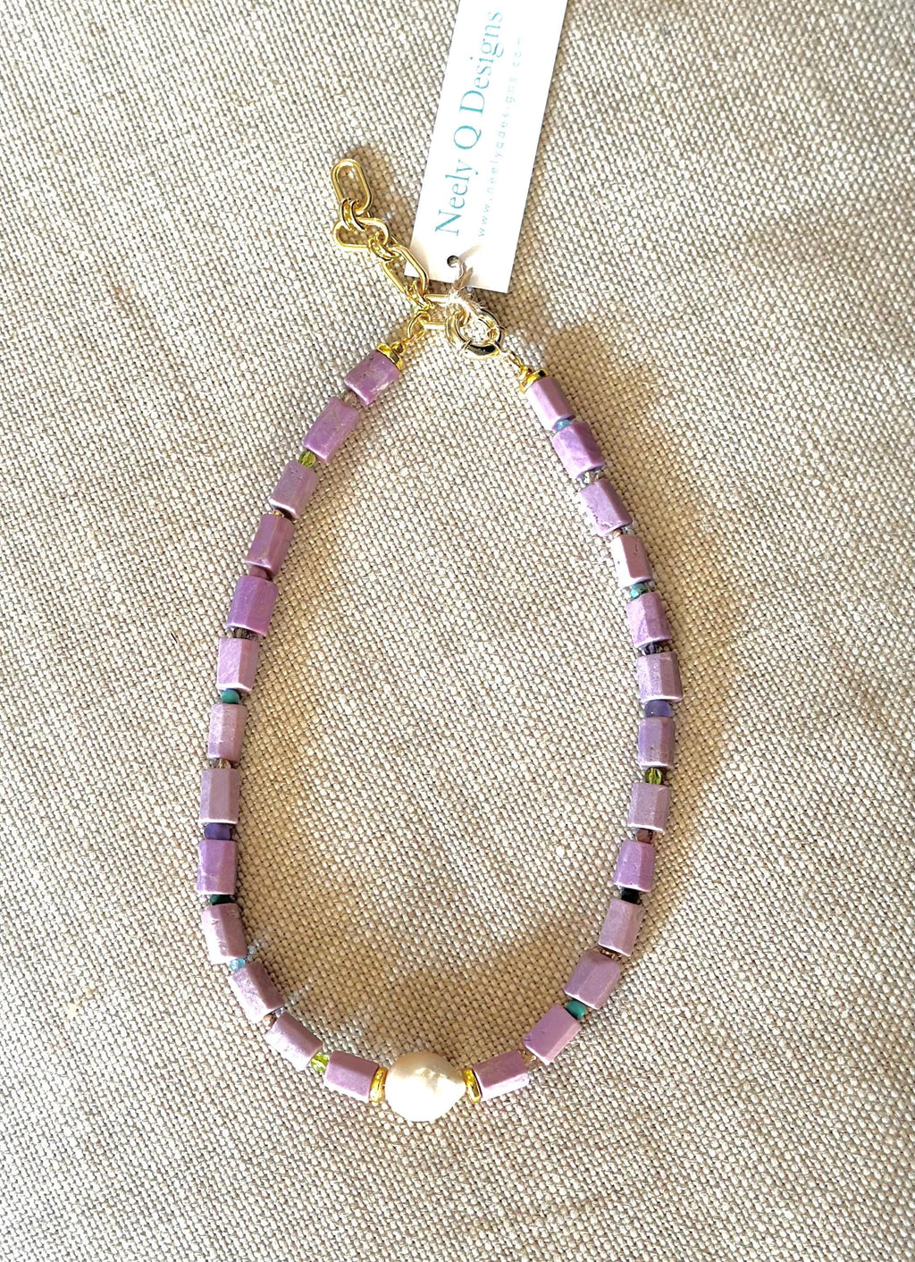 Lilac Purple Zircon & Baroque Pearl Necklace | Gemstone Statement Jewelry