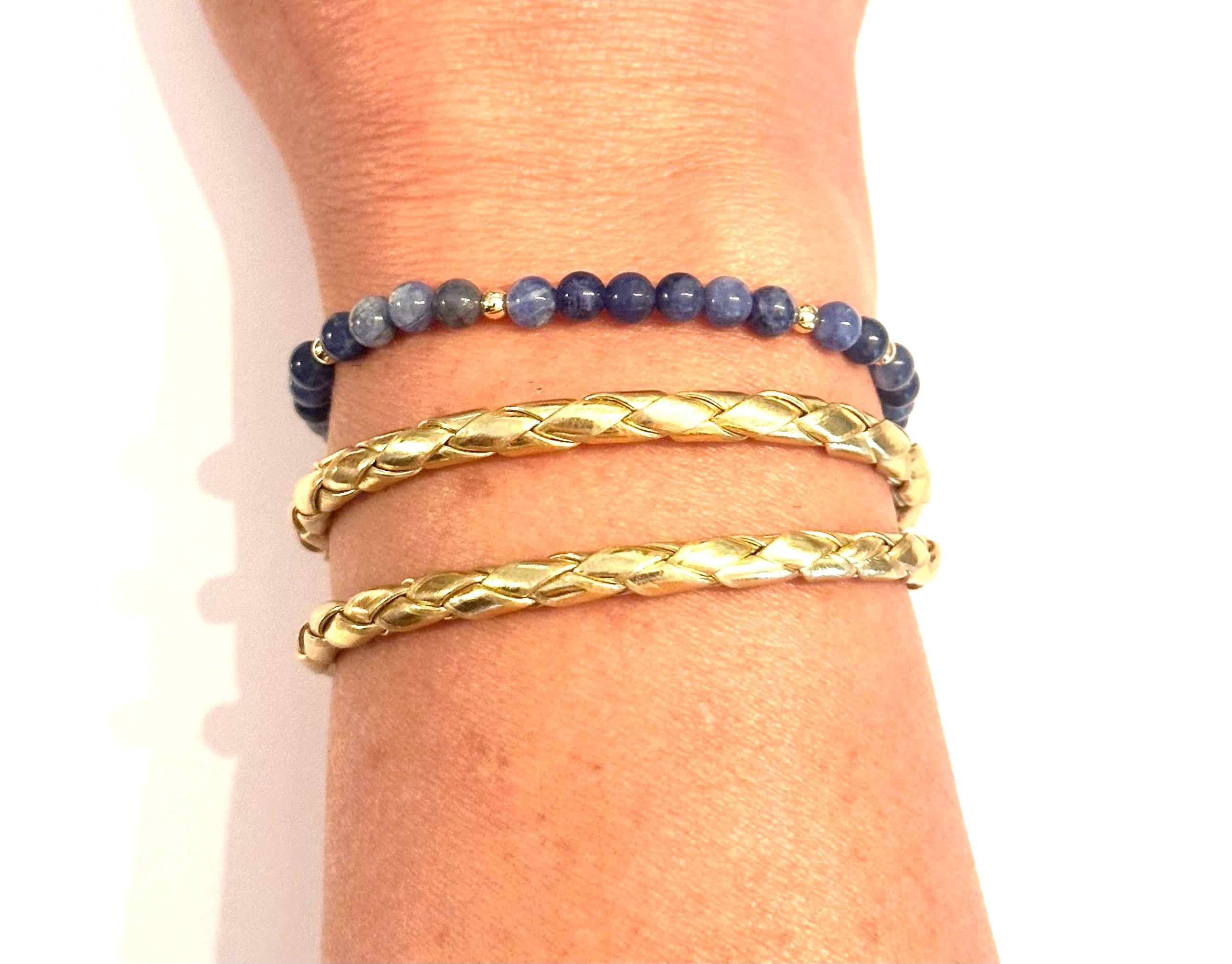 Gold Braided Leather Wrap Bracelet | Bracelet Stack