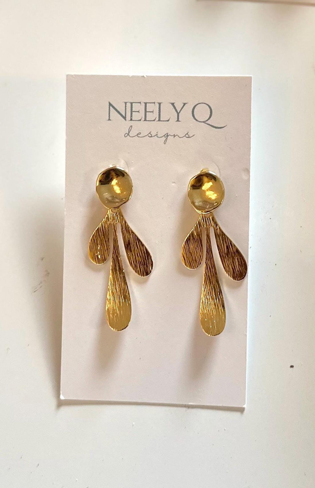 Gold Flower Petal Drop Earrings | Lightweight Bridal Bridesmaid Jewelry