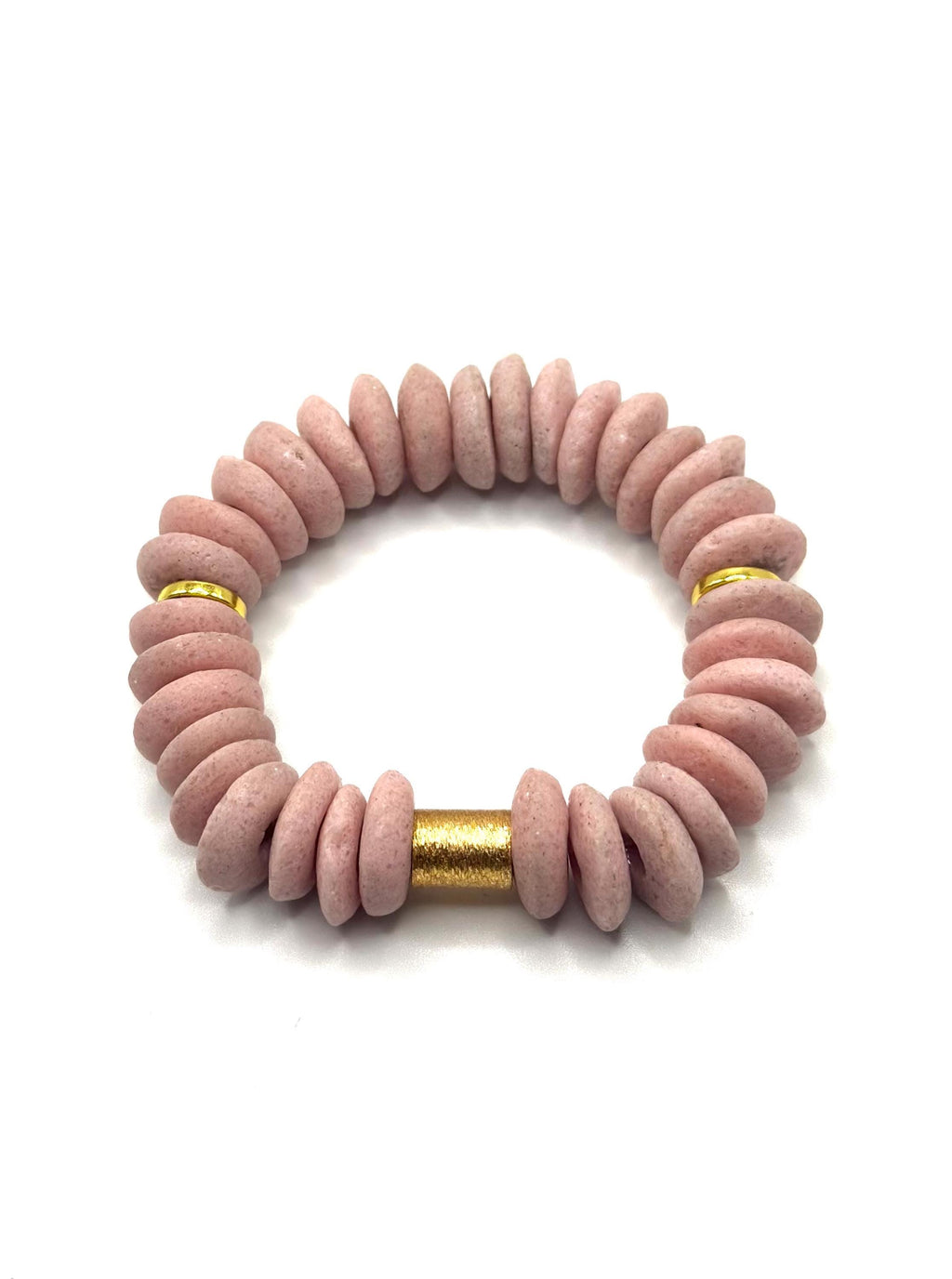 Pink African Glass Beaded Bracelet | Stackable Breast Cancer Awareness Jewelry