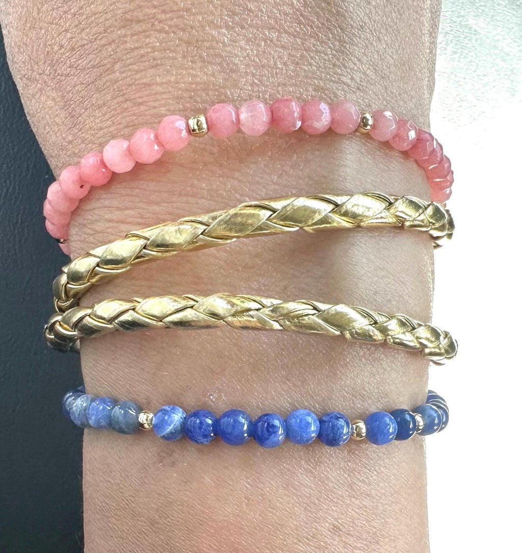 Gold Braided Leather Wrap Bracelet | Bracelet Stack