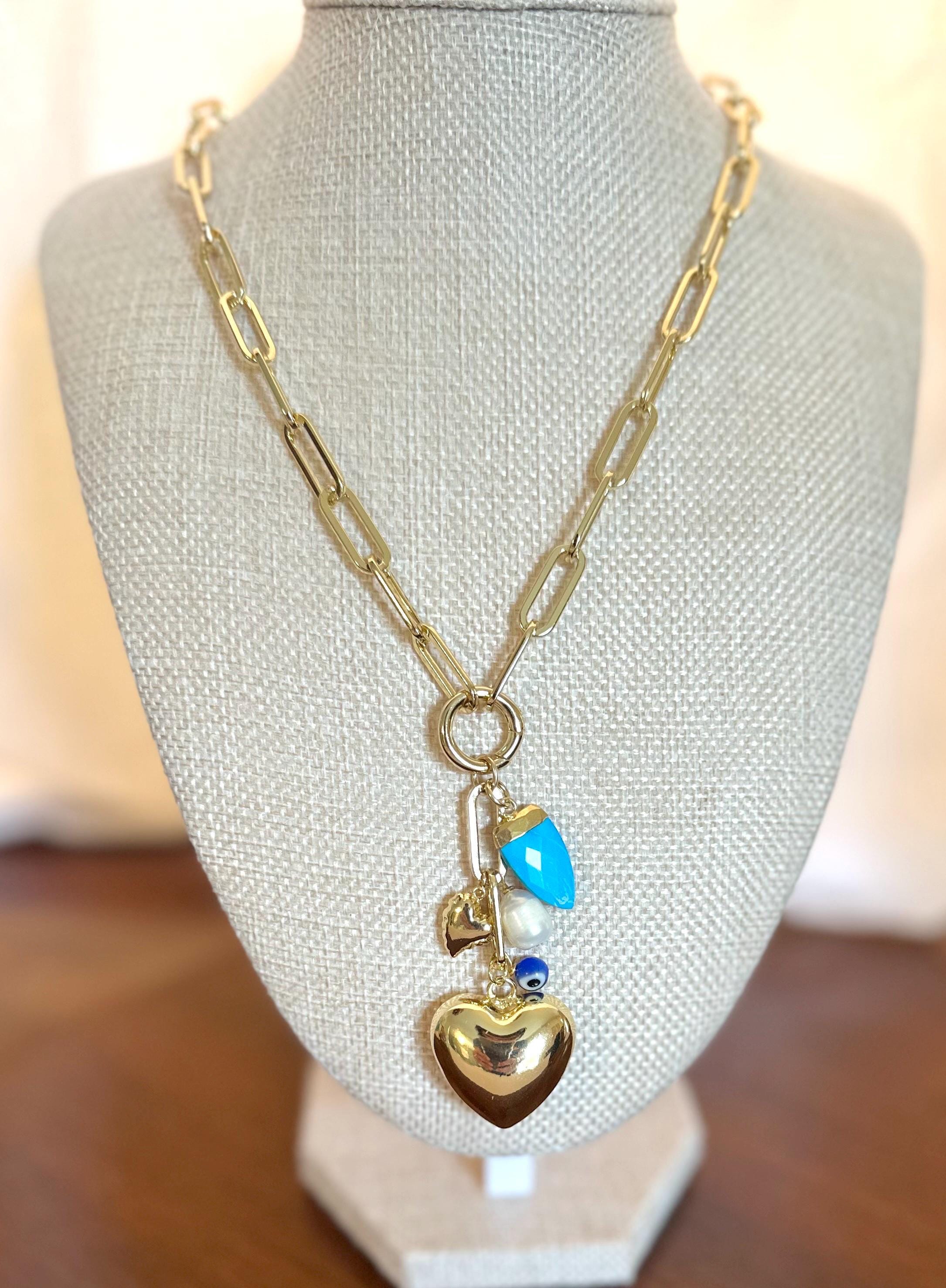 Gold Heart Charm Necklace | Valentine's Day Jewelry Gift for Her
