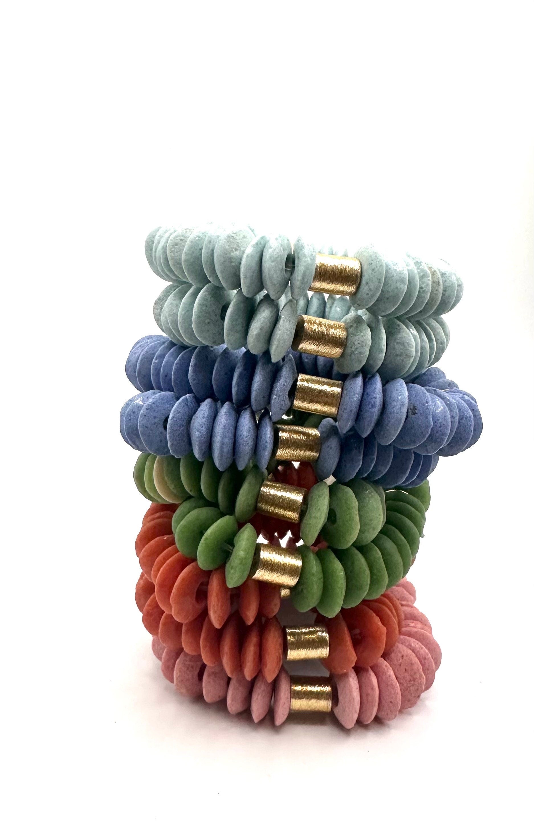 Pink African Glass Beaded Bracelet | Stackable Breast Cancer Awareness Jewelry