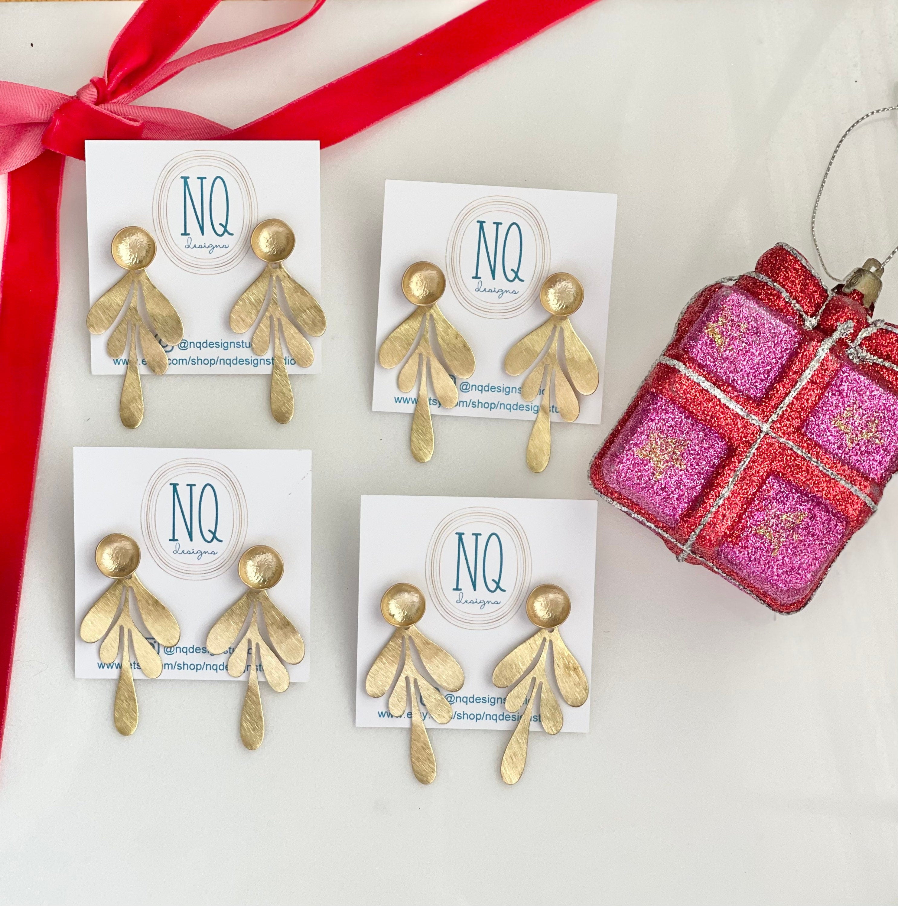 Gold Flower Petal Drop Earrings | Lightweight Bridal Bridesmaid Jewelry