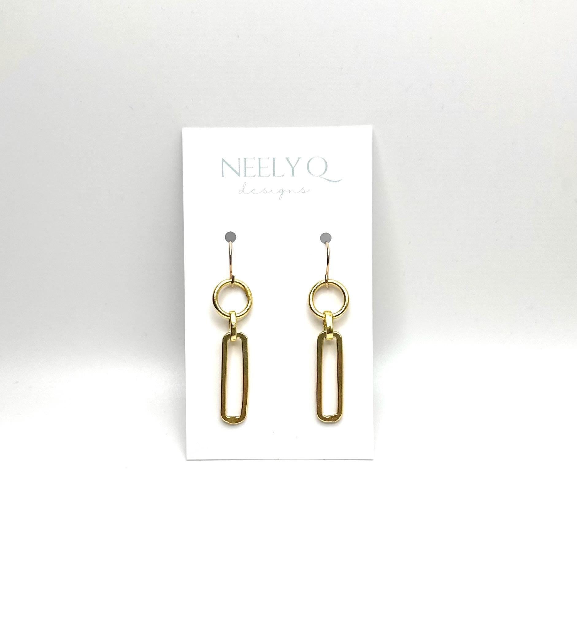 Gold Circle & Paperclip Drop Earrings | Geometric Statement Jewelry