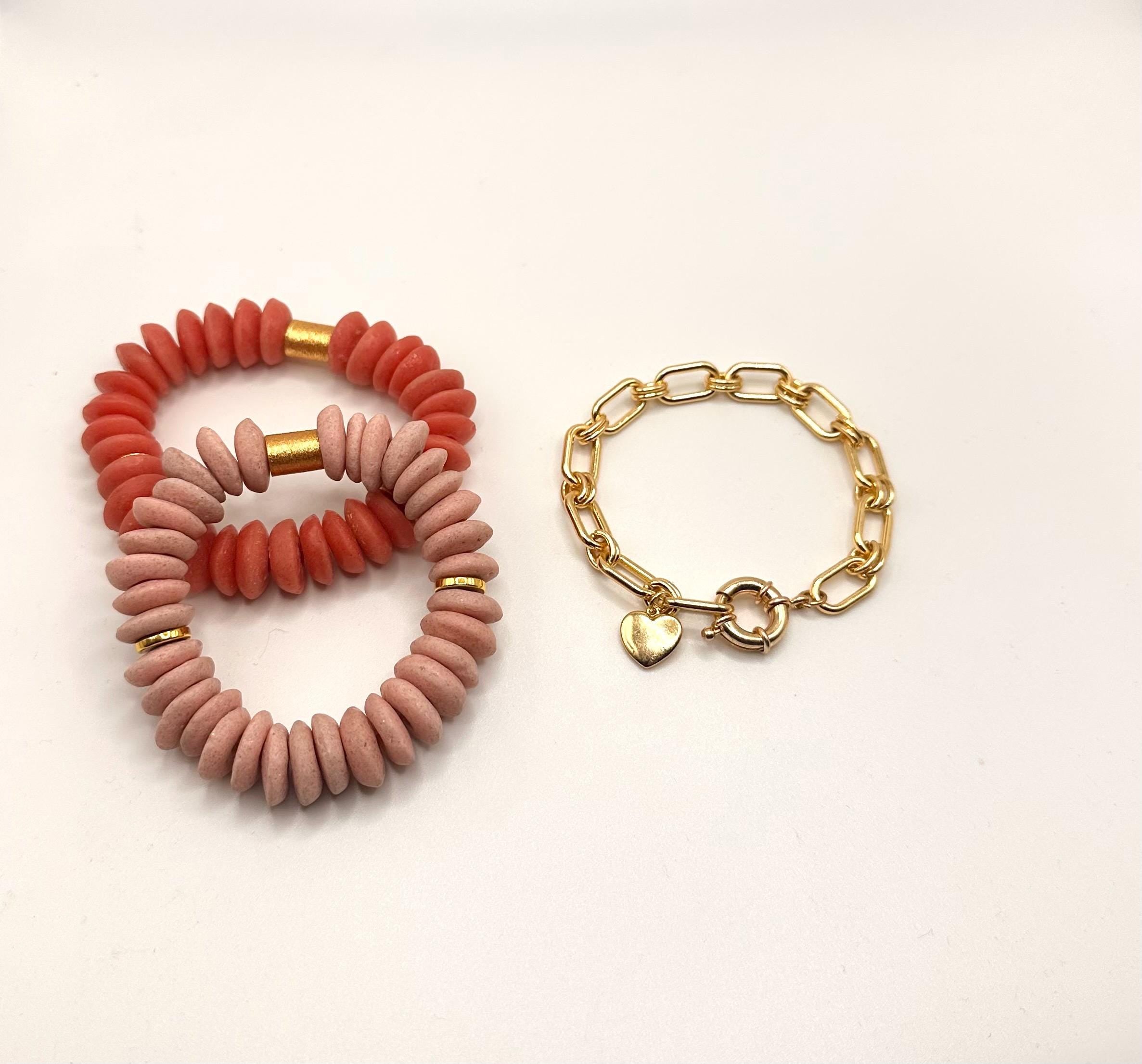 Pink African Glass Beaded Bracelet | Stackable Breast Cancer Awareness Jewelry