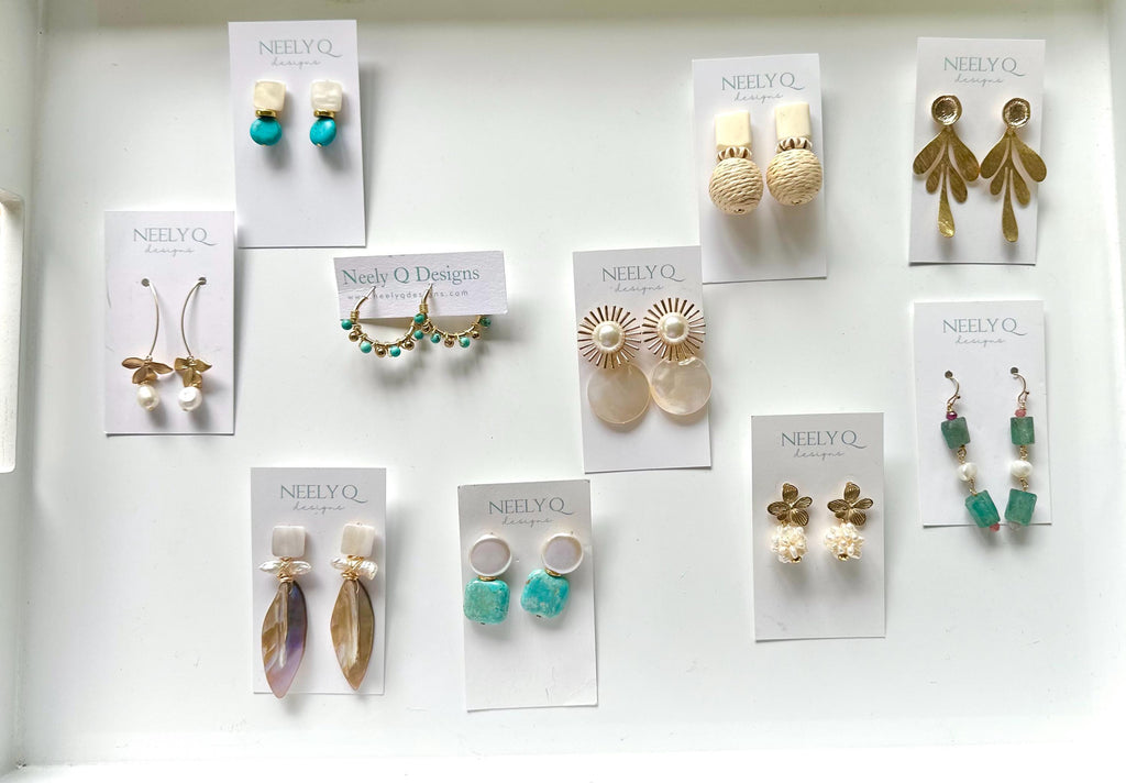 Bone + Rattan Earrings l Beach Earrings l Gold Everyday Earrings l Gift For Her