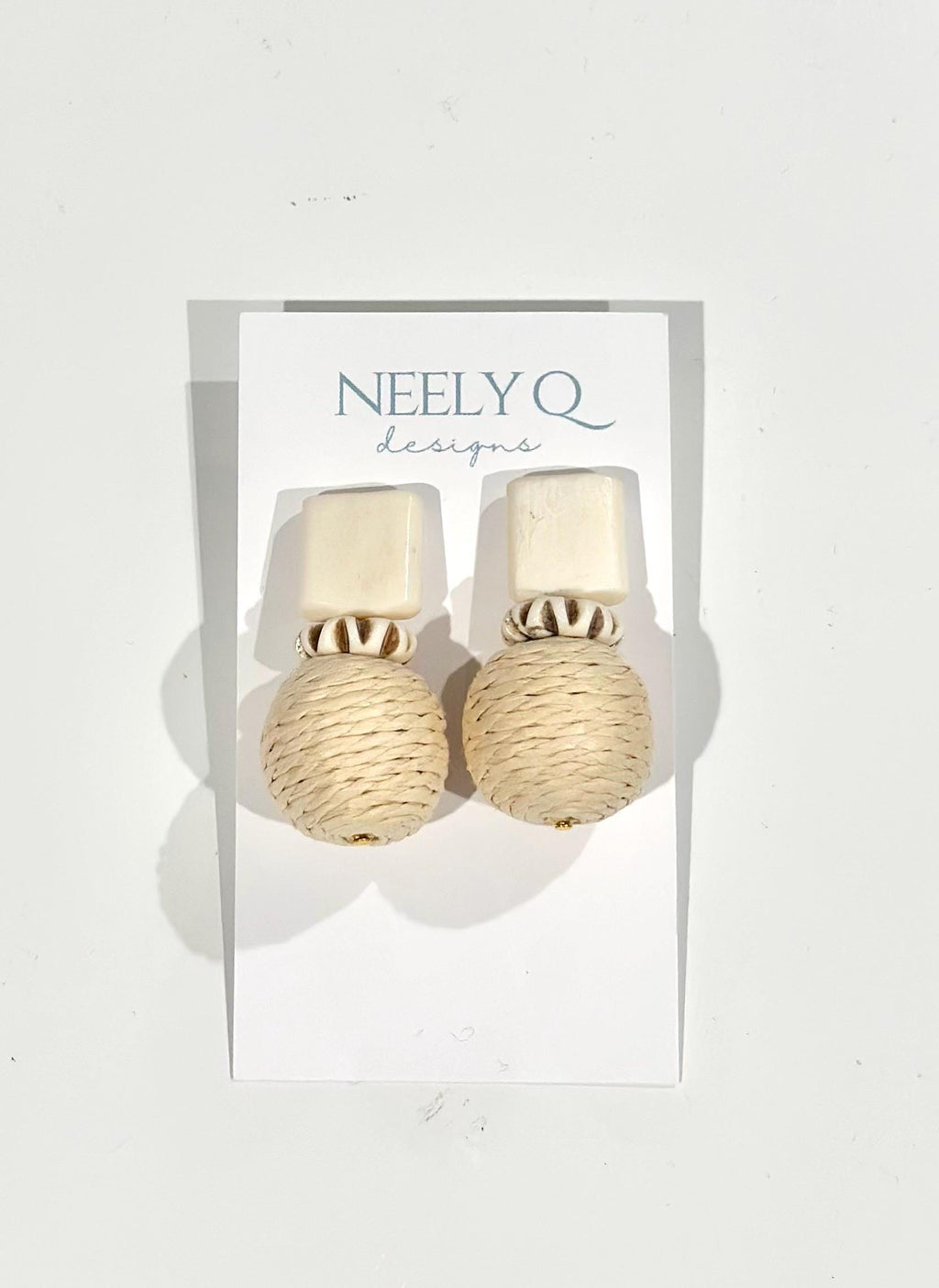 Bone + Rattan Earrings l Beach Earrings l Gold Everyday Earrings l Gift For Her