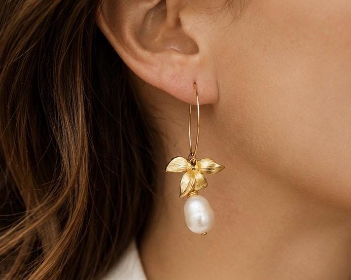 Pearl + Flower Earrings
