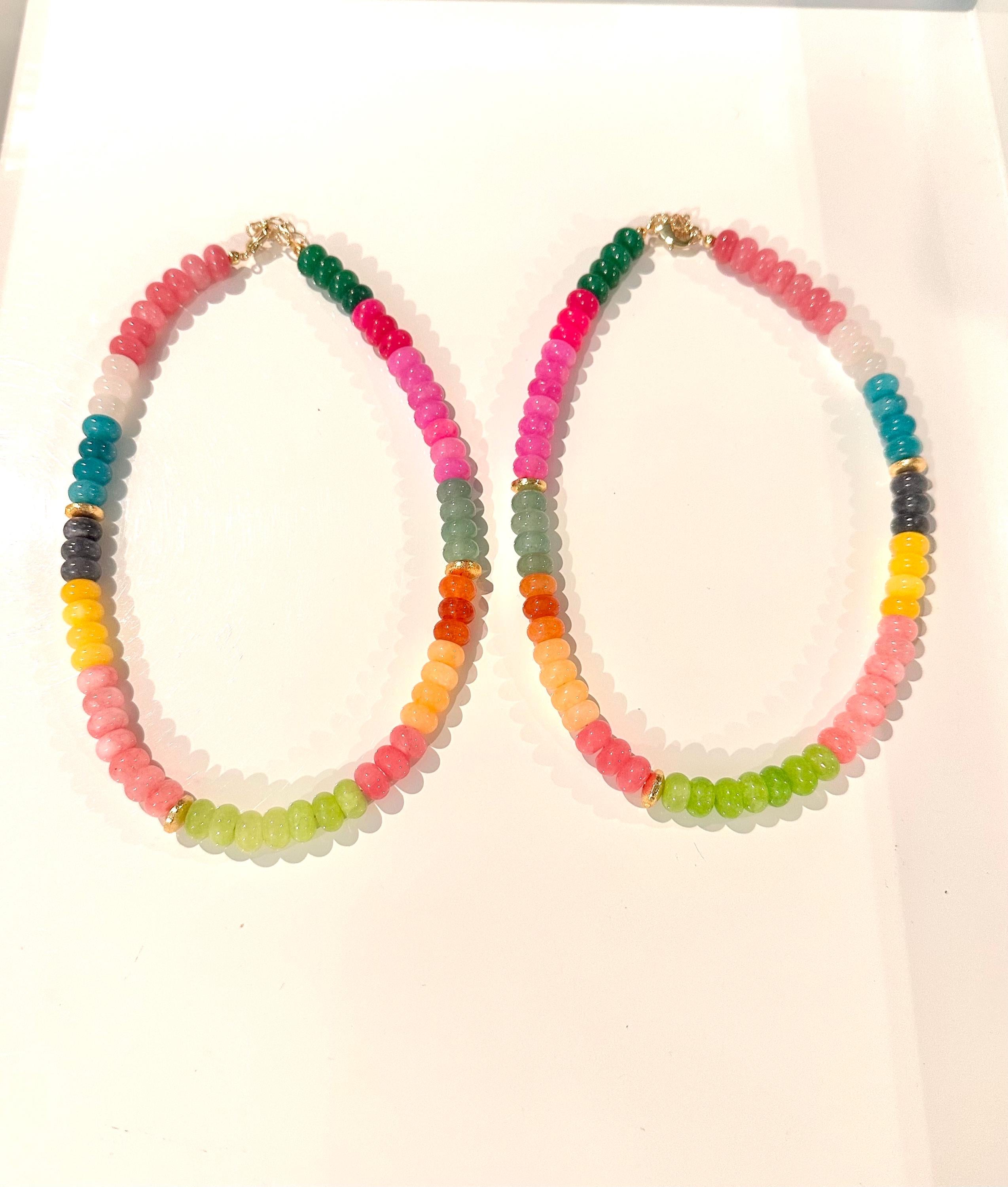 Candy Colored Gemstone Necklace | Multi-Colored Boho Statement Jewelry