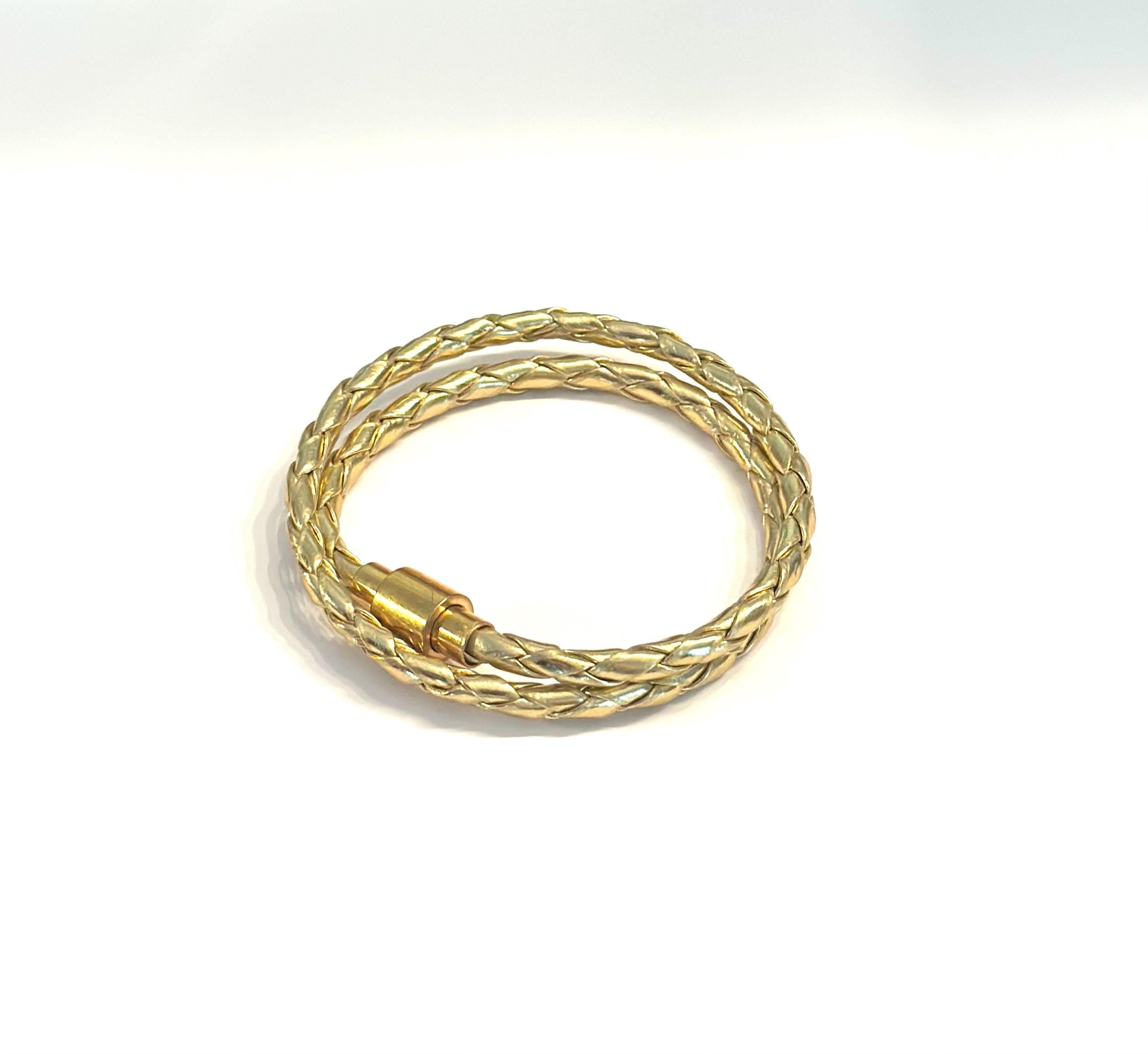 Gold Braided Leather Wrap Bracelet | Bracelet Stack