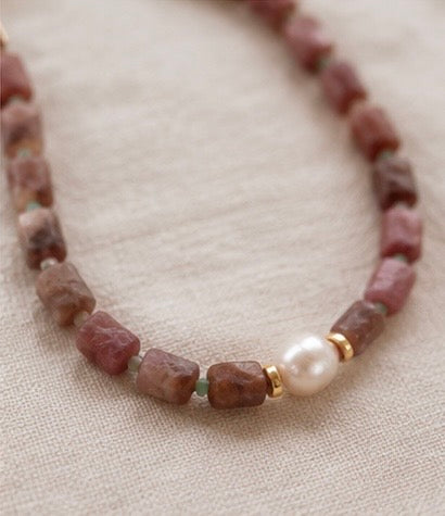 Lilac Purple Zircon & Baroque Pearl Necklace | Gemstone Statement Jewelry