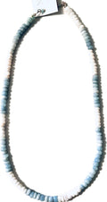 Blue & White Opal Gemstone Necklace | Dainty Layering Jewelry