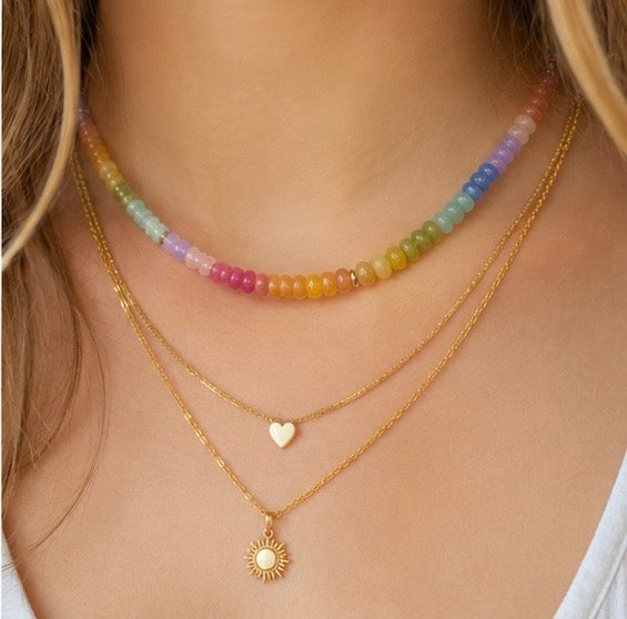 Candy Colored Gemstone Necklace | Multi-Colored Boho Statement Jewelry