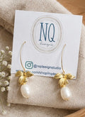 Freshwater Pearl & Gold Flower Drop Earrings | Dainty Statement Jewelry