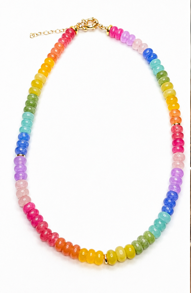 Candy Colored Gemstone Necklace | Multi-Colored Boho Statement Jewelry
