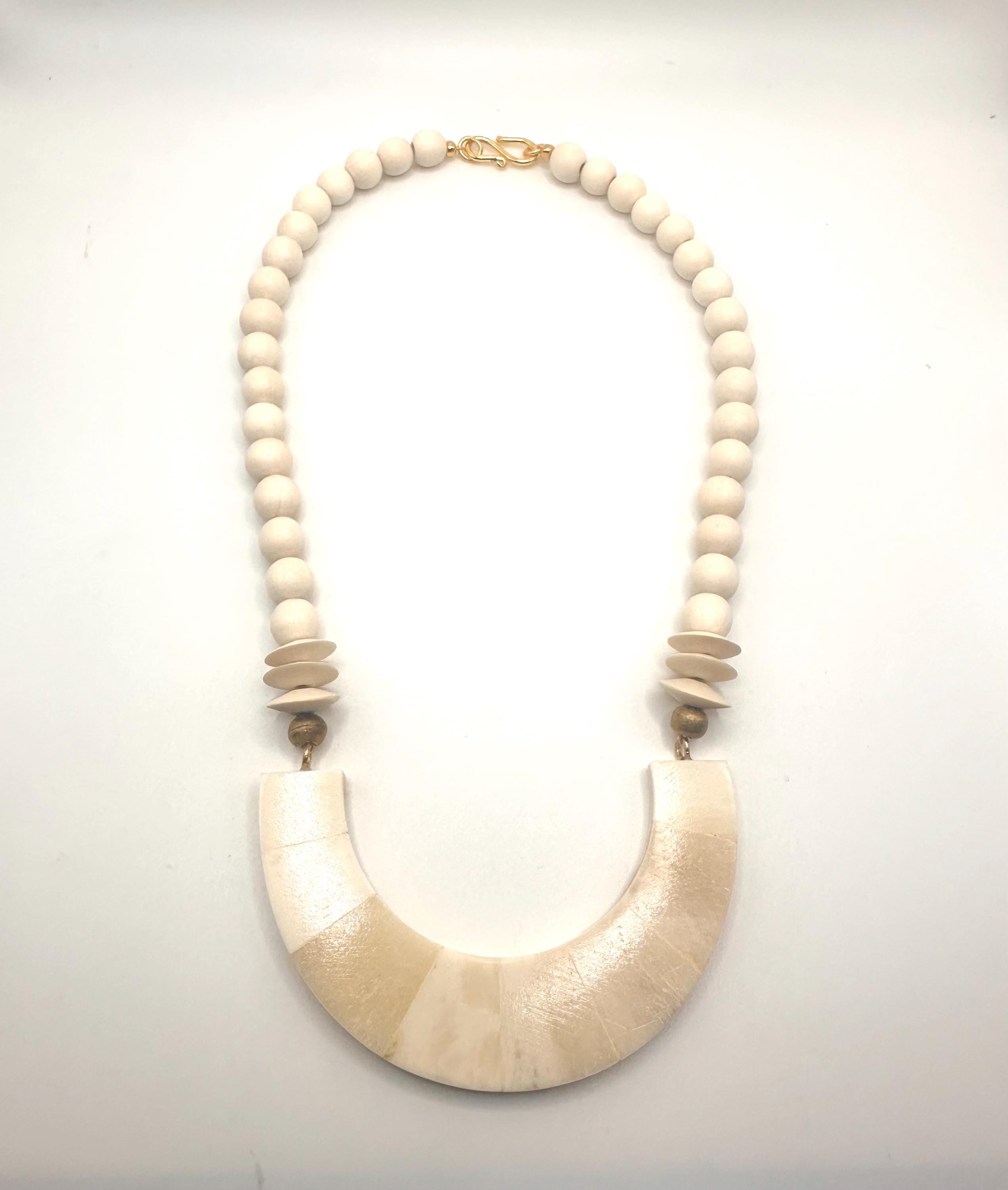 Ivory Crescent Beaded Necklace