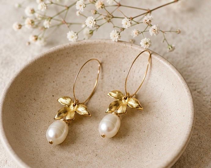 Pearl + Flower Earrings