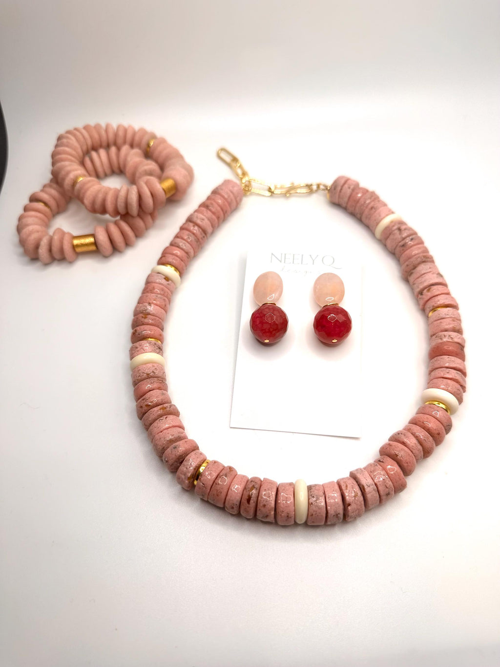 Rose Quartz & Magenta Gemstone Drop Earrings | Breast Cancer Awareness Jewelry