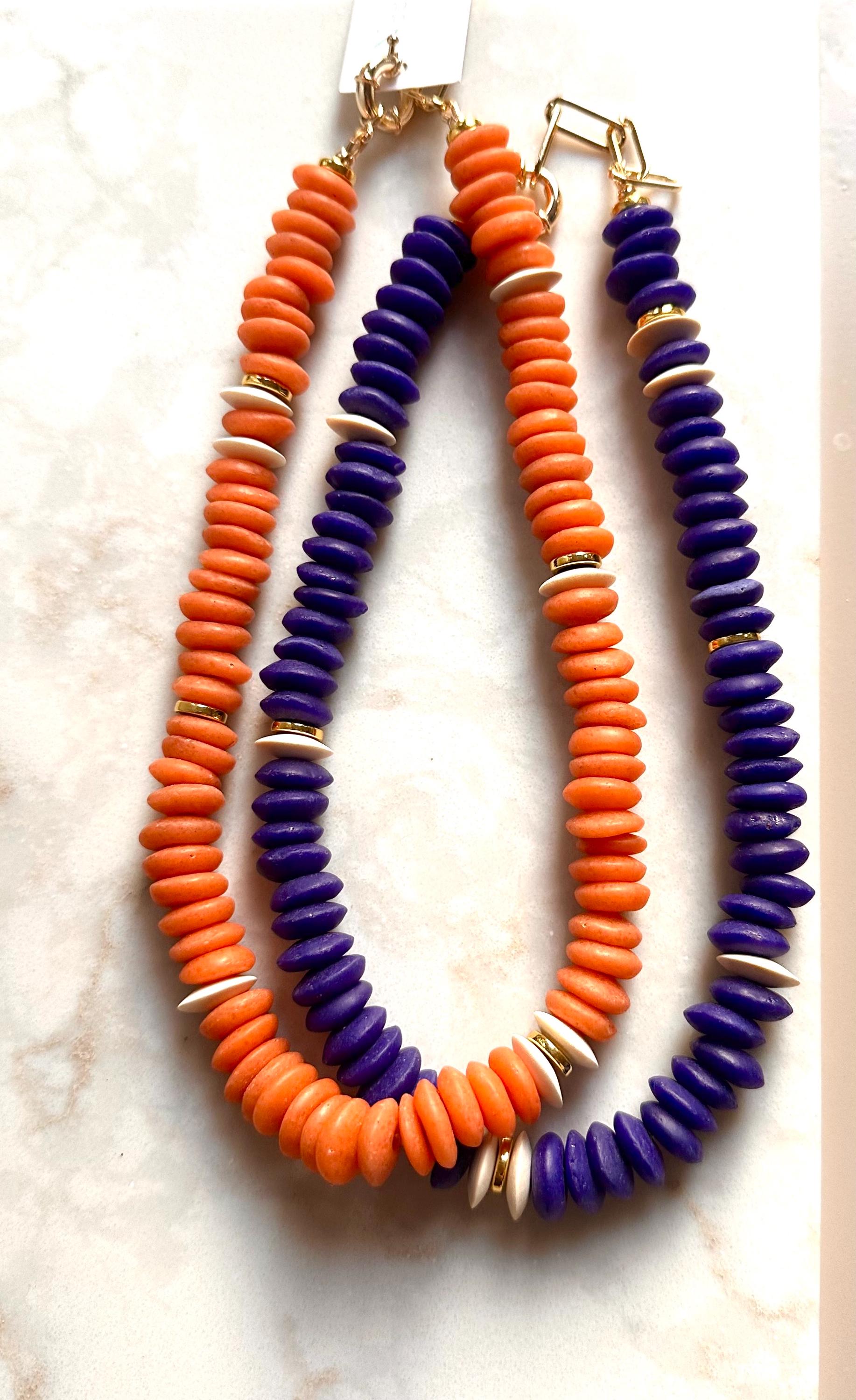Cobalt Blue African Glass Beaded Necklace: Boho  Style