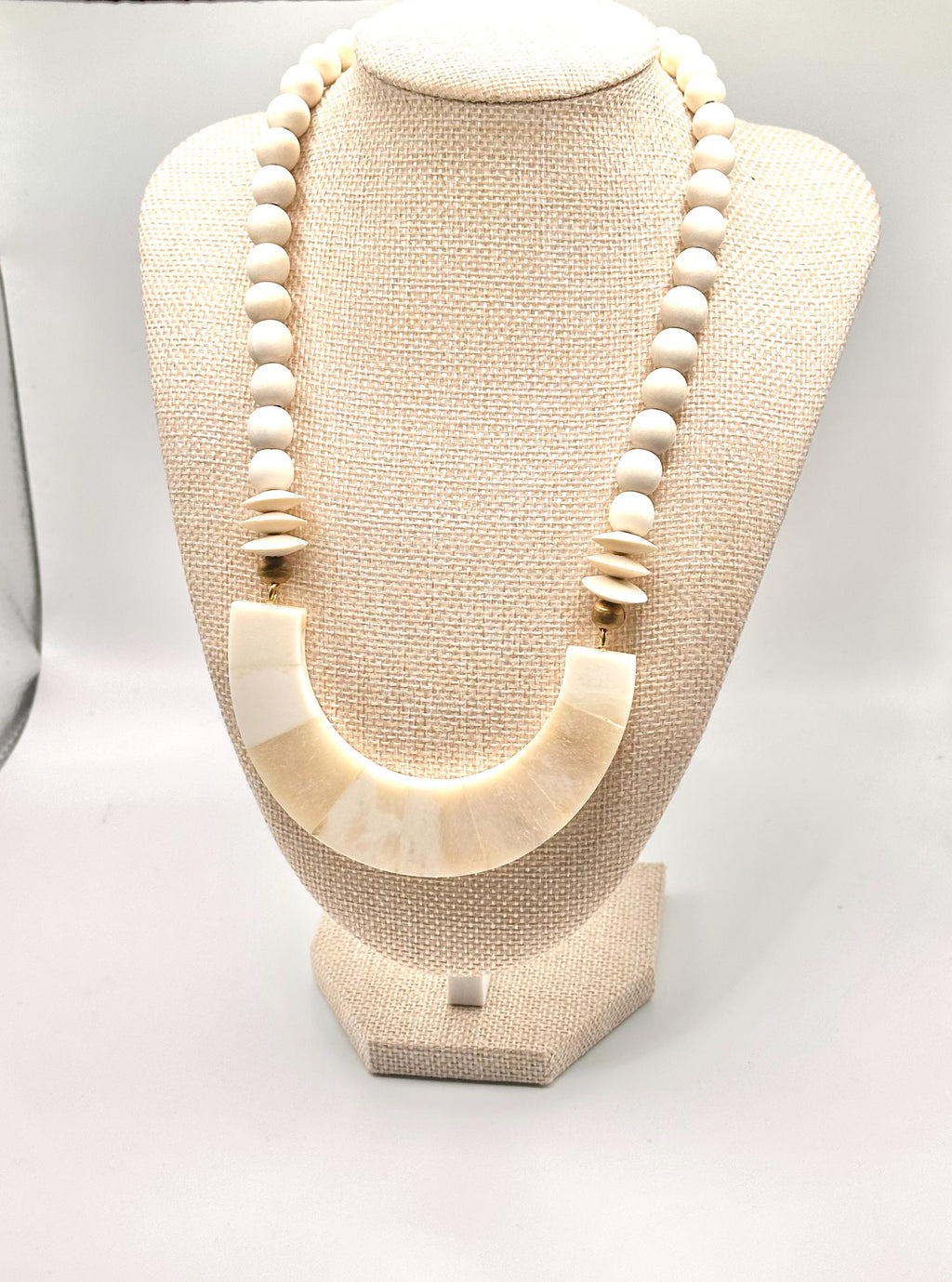 Ivory Crescent Beaded Necklace