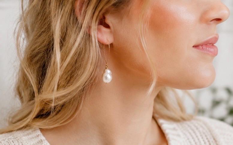 Baroque Pearl Long Gold Earrings | Dainty Pearl Earrings | Boho Style | Handmade Pearl Earrings