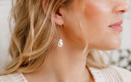 Baroque Pearl Long Gold Earrings | Dainty Pearl Earrings | Boho Style | Handmade Pearl Earrings