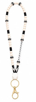 Black + white beaded boho custom lanyard | Teacher Lanyard| Back to School Teacher Gifts| Badge Holder | Nurse Lanyard