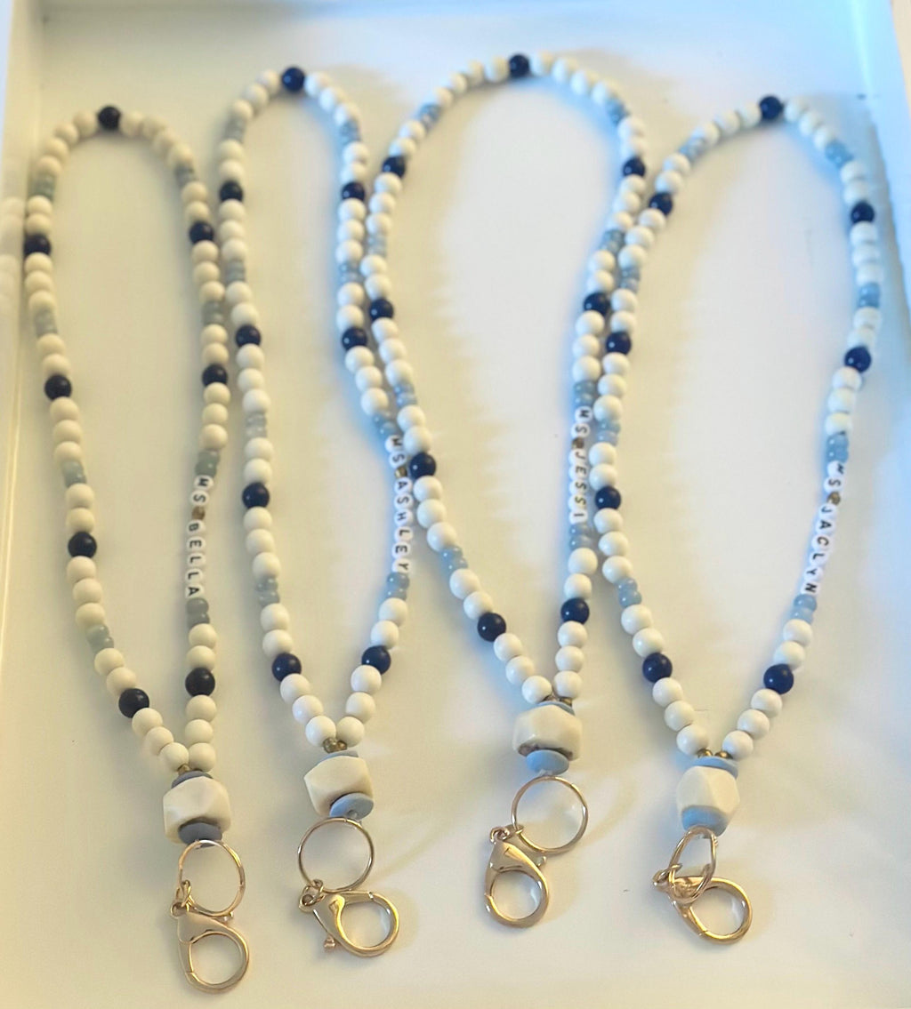 Custom colored + Personalized beaded boho lanyard | Teacher Lanyard| Back to School Teacher Gifts| Badge Holder | Nurse Lanyard